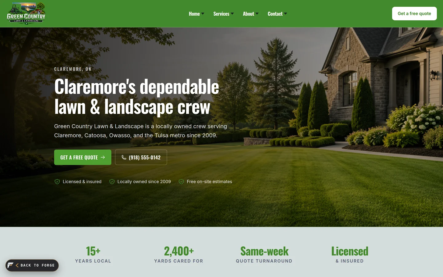 Green Country Lawn sample website