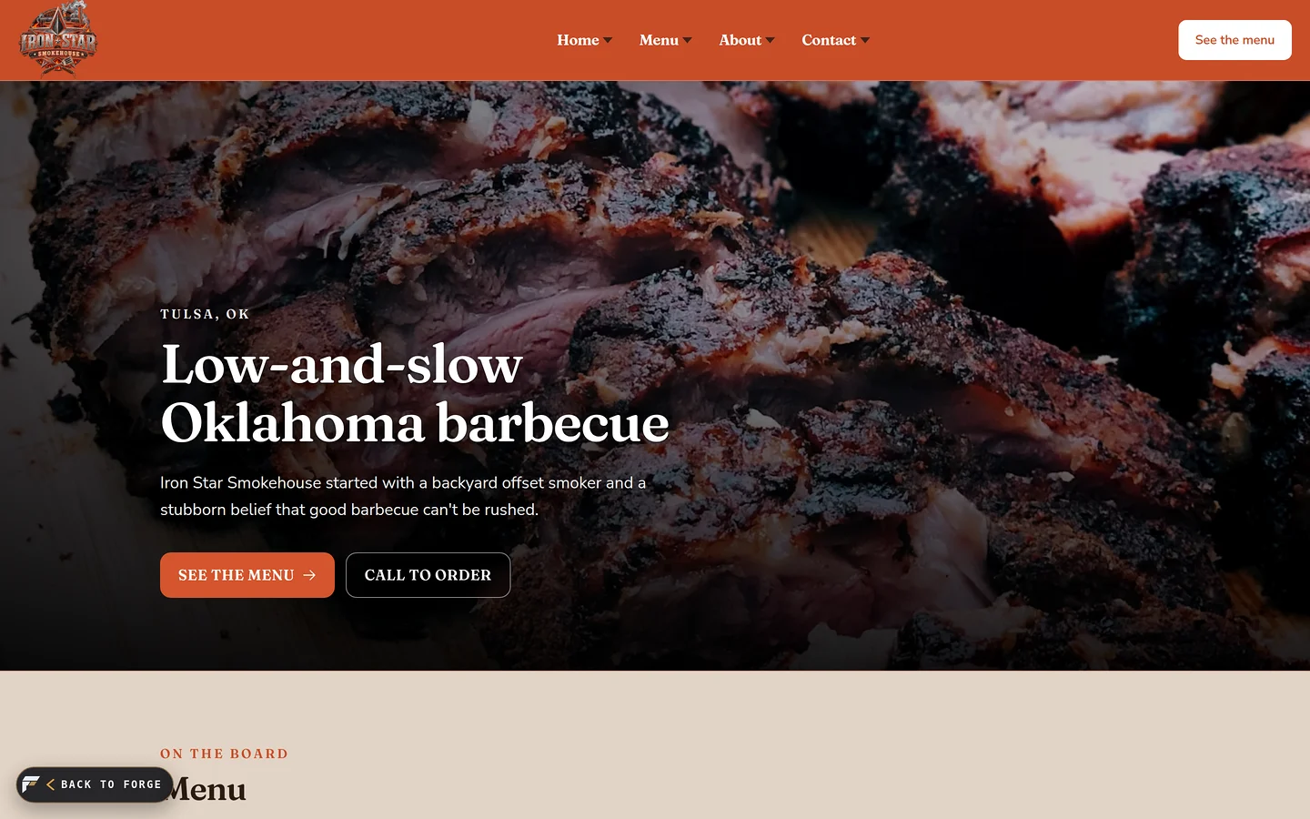 Iron Star Smokehouse sample website