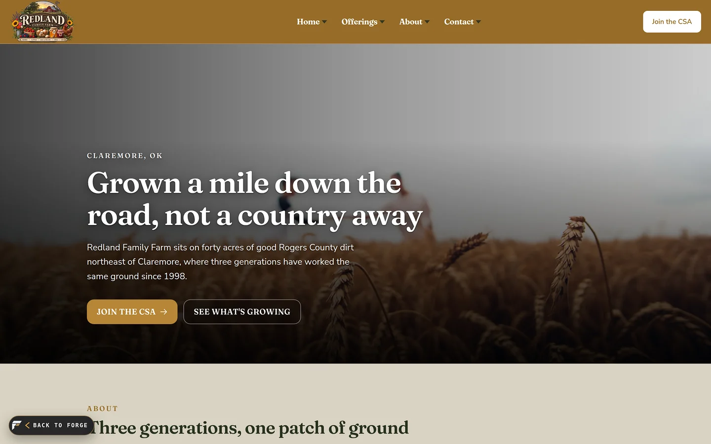 Redland Family Farm sample website